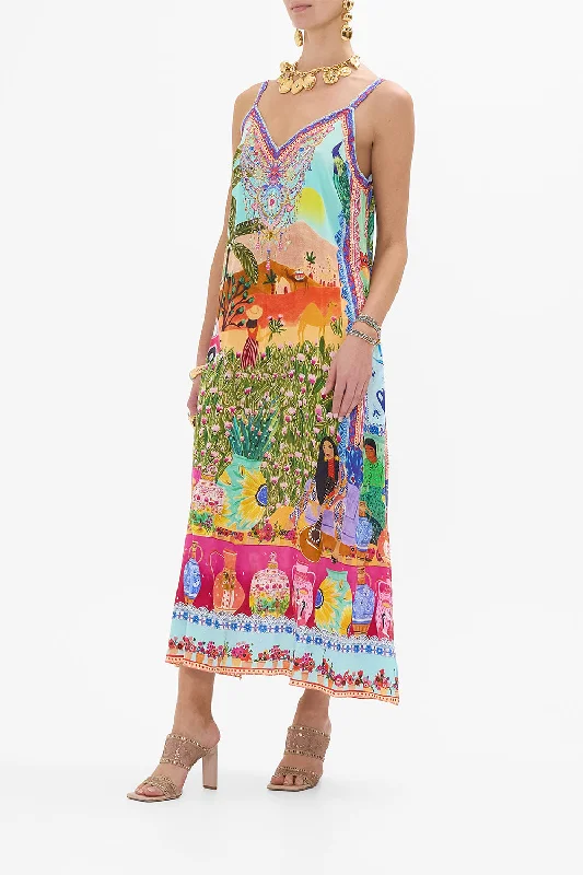 V NECK MIDI SLIP DRESS QUEENS OF CREATION