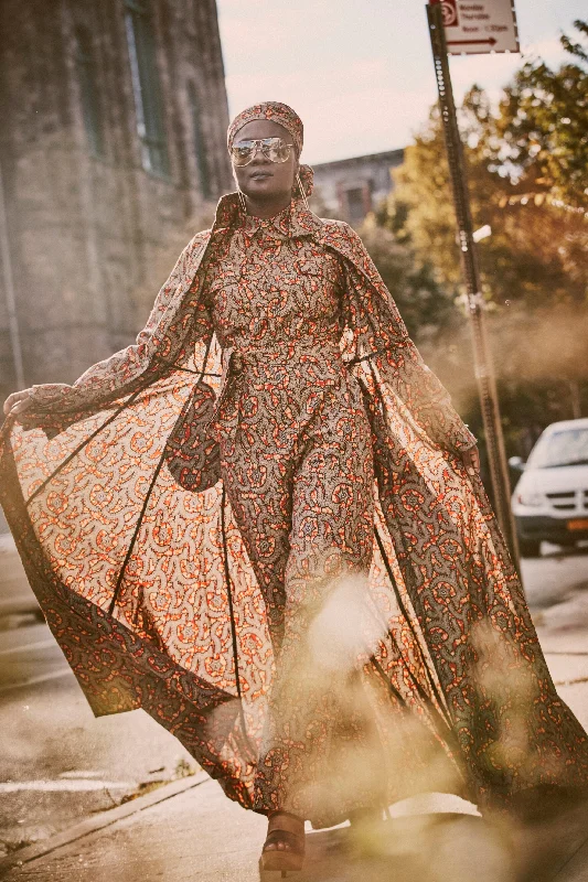 All-in-One Long Sleeve African Print Duster/Coat Dress