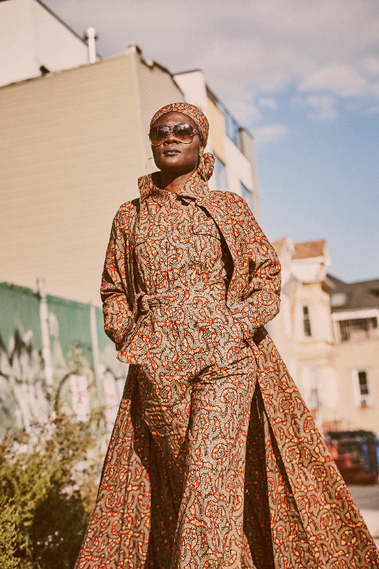 All-in-One Long Sleeve African Print Duster/Coat Dress