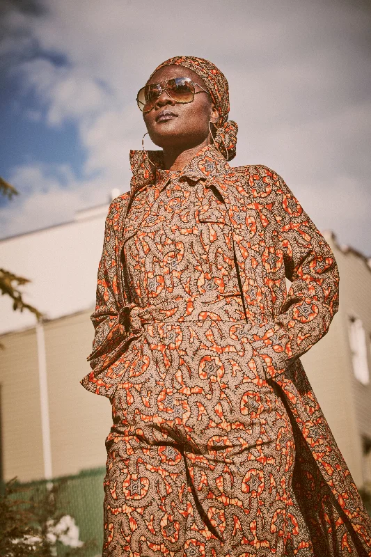 All-in-One Long Sleeve African Print Duster/Coat Dress