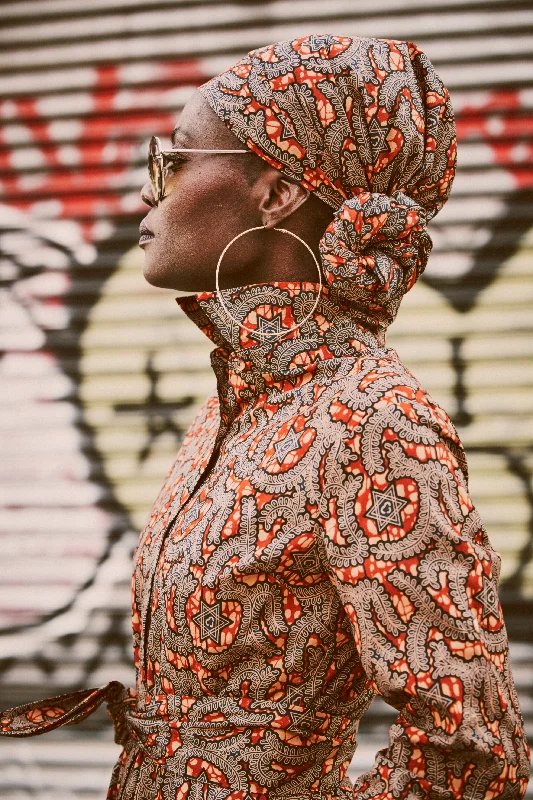 All-in-One Long Sleeve African Print Duster/Coat Dress