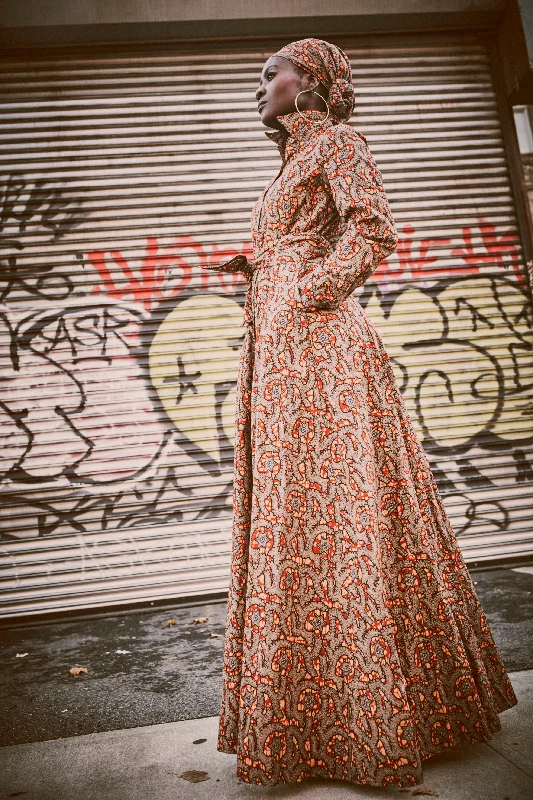 All-in-One Long Sleeve African Print Duster/Coat Dress