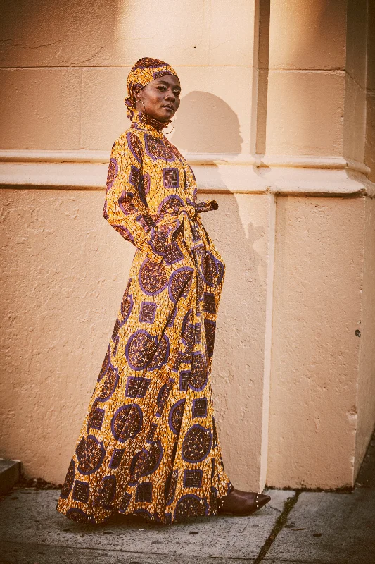 All-in-One Long Sleeve African Print Duster/Coat Dress