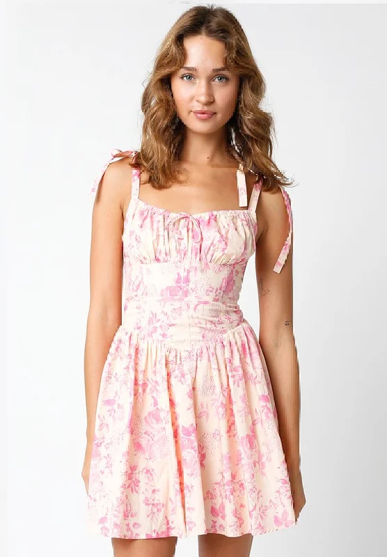 Chateau Blush Pink Floral Bustier Dress