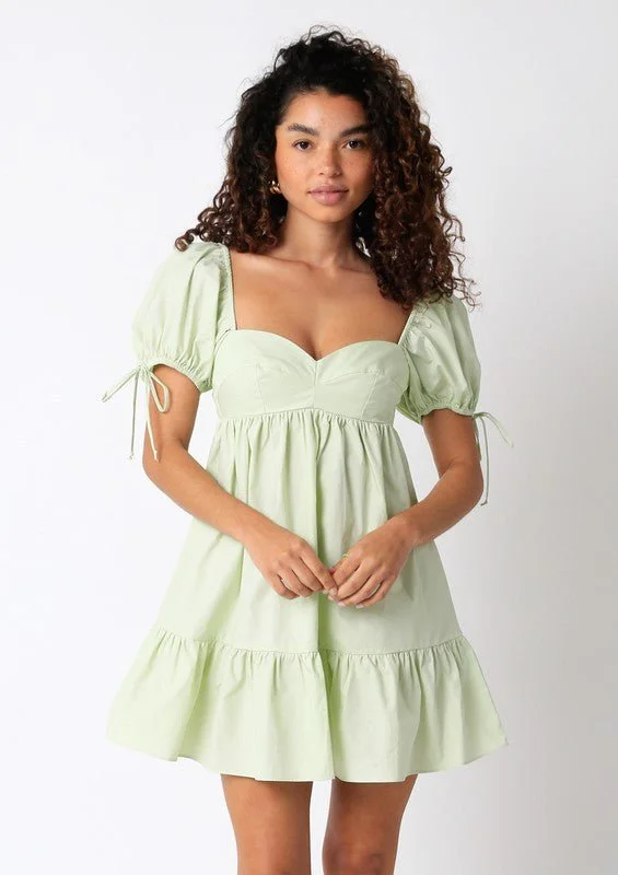 Jessie Light Green Babydoll Mini Dress