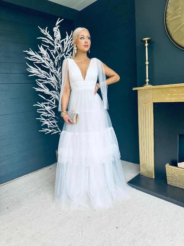 Marian Tulle Maxi Dress White