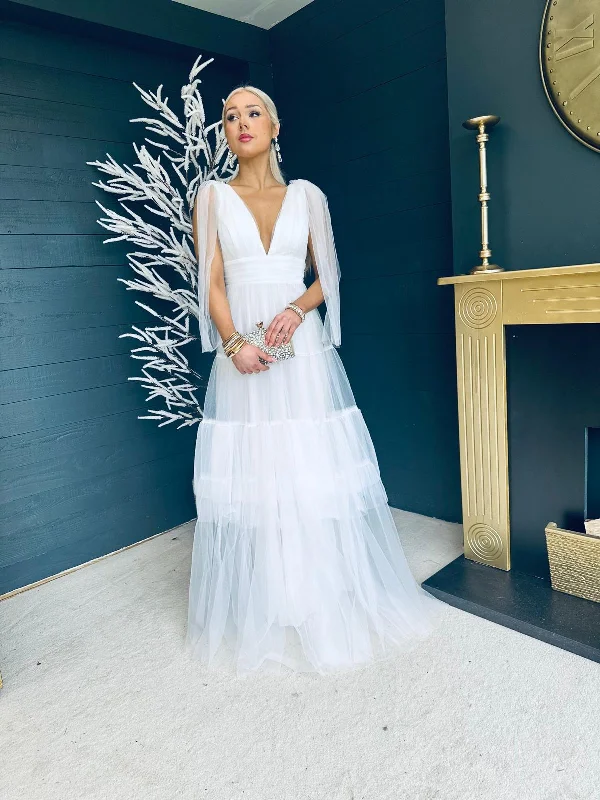 Marian Tulle Maxi Dress White