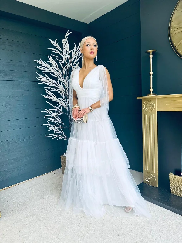 Marian Tulle Maxi Dress White