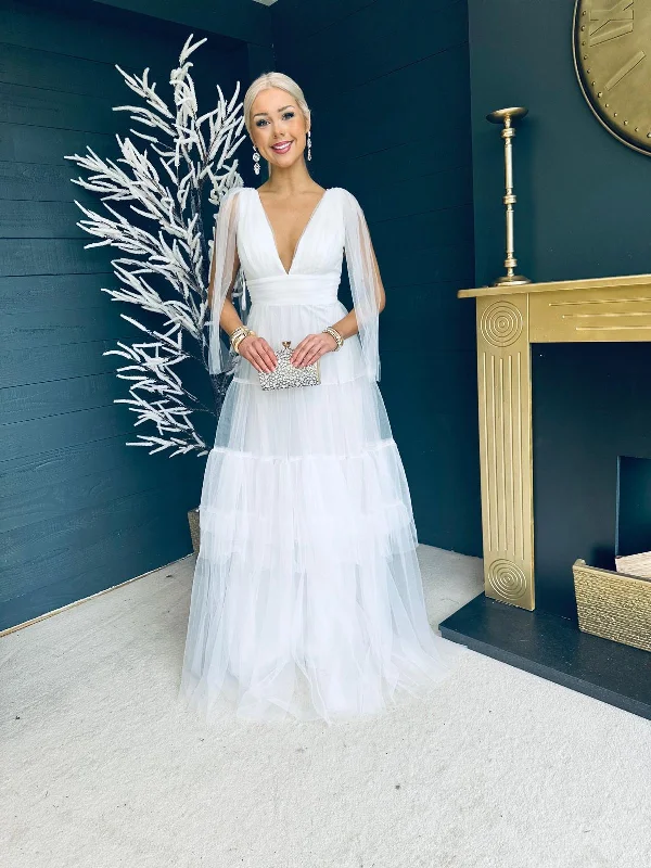 Marian Tulle Maxi Dress White
