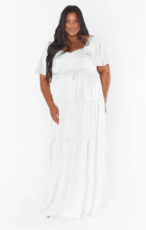 Nicole Maxi Dress ~ Ivory Luxe Satin