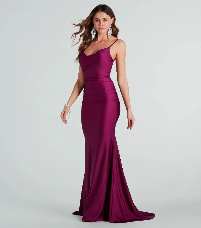 Reagan Formal Satin Low Back Mermaid Dress