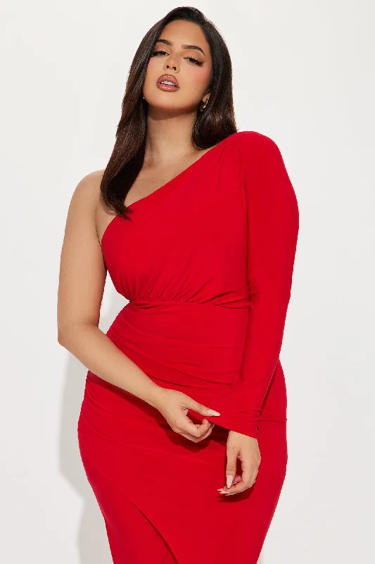 Stacy Ruched Maxi Dress - Red