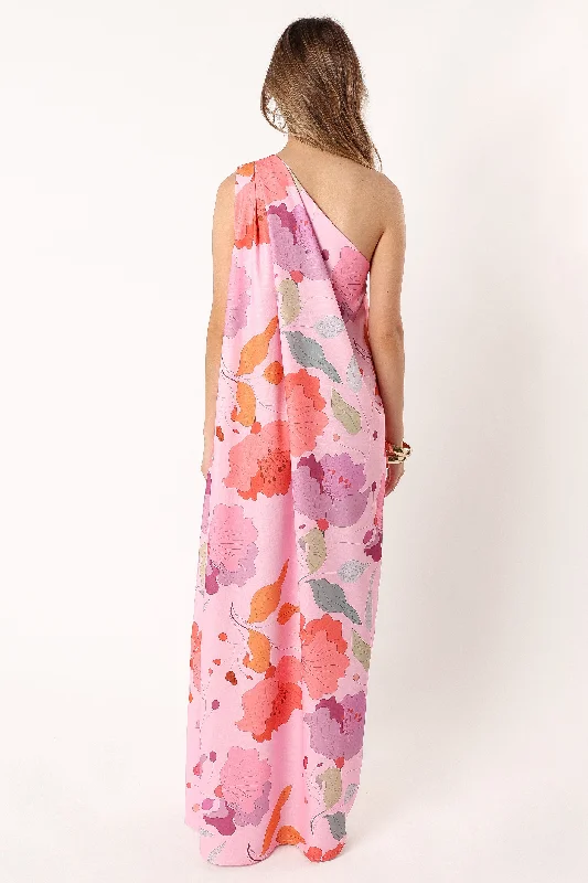 Tillie One Shoulder Maxi Dress - Pink Floral