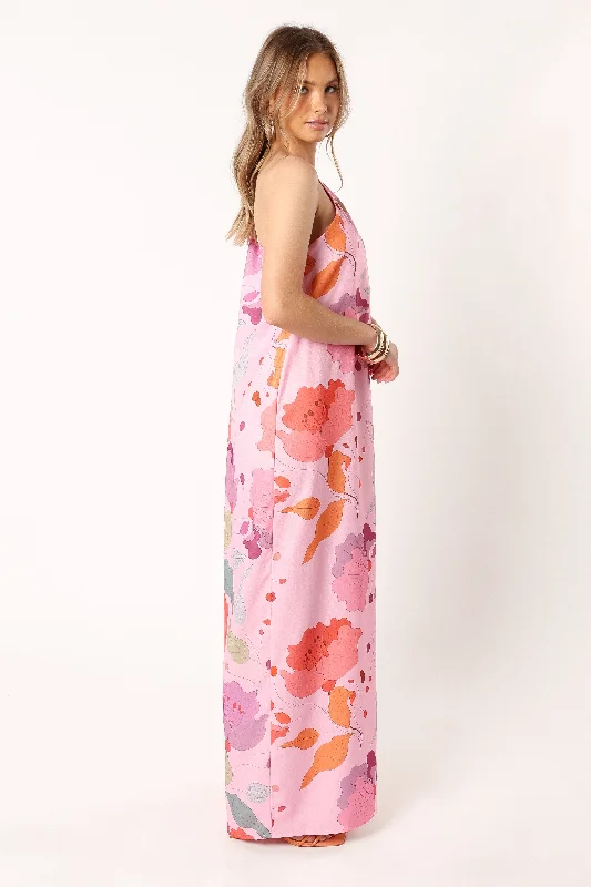 Tillie One Shoulder Maxi Dress - Pink Floral