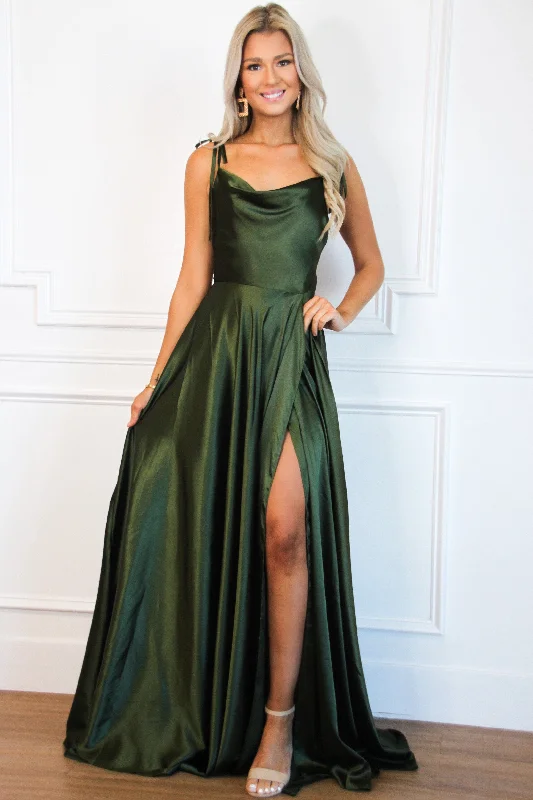 Tonight's the Night Satin Formal Dress: Olive